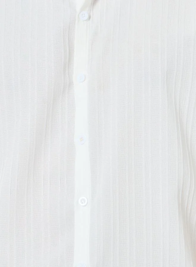 Take Two Men White Textured Short Sleeve Shirt